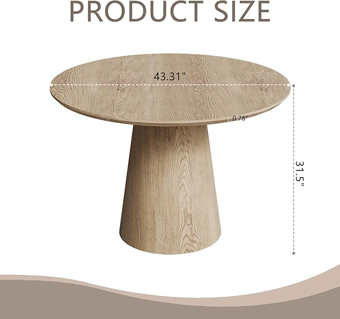 Round Dining Room Table for 4, for Kitchen, Living Room, Small Spaces, - Image 2