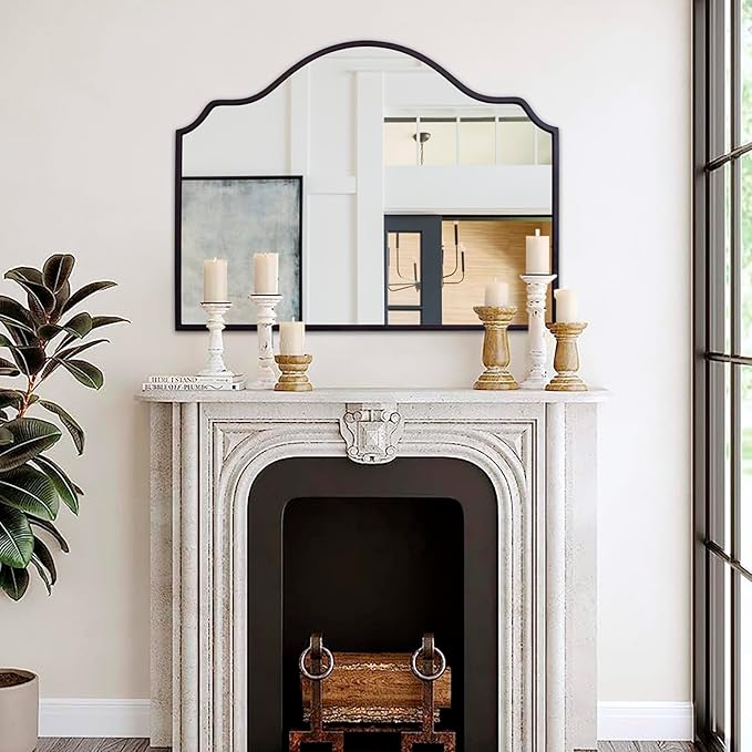 Chende Black Arched Mirror, Modern Scalloped Mirror - Image 5