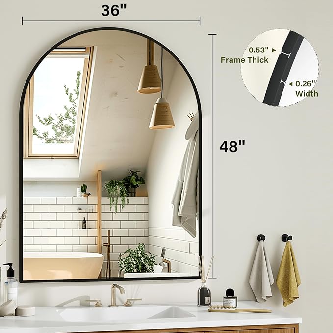 Arch Bathroom Mirror, 36x48 Inch - Image 2