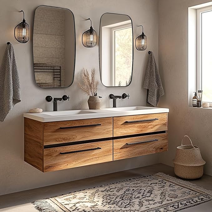ANDY STAR Black Oval Mirrors for Bathroom, Large 24x36’’ Matte Black Metal - Image 7