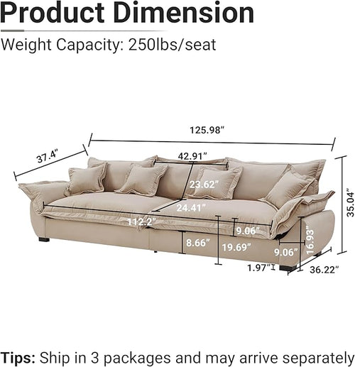 126 Inch Sailing Design Modular Sectional Cloud Sofa - Image 2