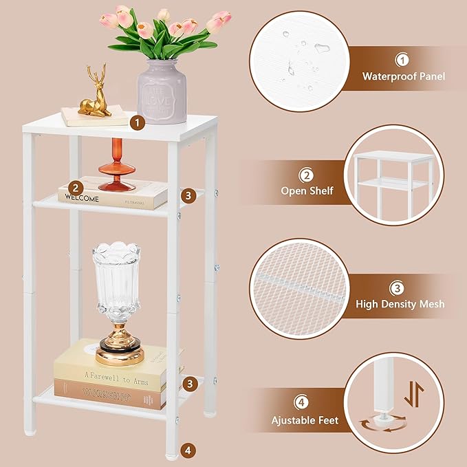 Hoctieon 3 Tier End Table, Telephone Table, Narrow Side Table - Image 5