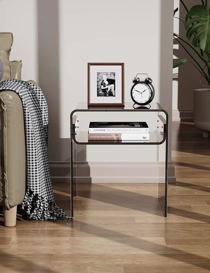 Clear Acrylic End Table 2-Tier Bedside Nightstand - Image 4