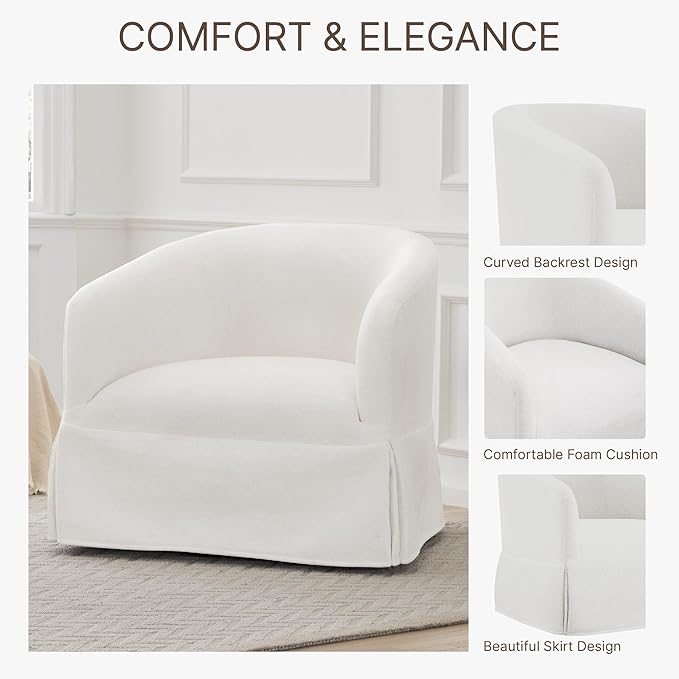 Swivel Accent Chair Set of 2, 360 Degree Performance Fabric Armchair Modern - Image 5
