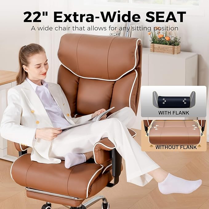 COMHOMA Big and Tall Office Chair 400lbs High Back Leather Executive Chair - Image 7