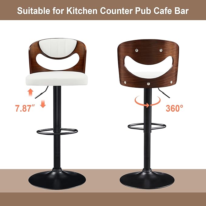 VECELO Bar Stools Set of 2, Kitchen Island Stools - Image 8