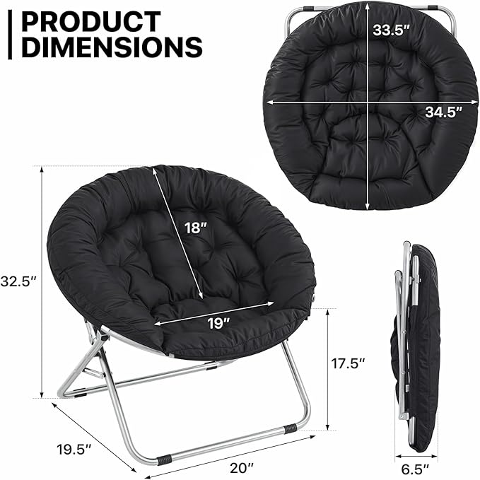MoNiBloom Round Folding Saucer Chairs Set of 2 - Image 3