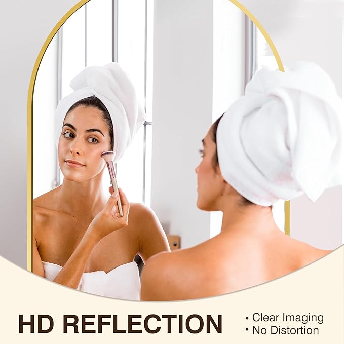 FICTOR Bathroom Vanity Mirror for Wall, 40”x30” Large Arched Metal Framed - Image 4