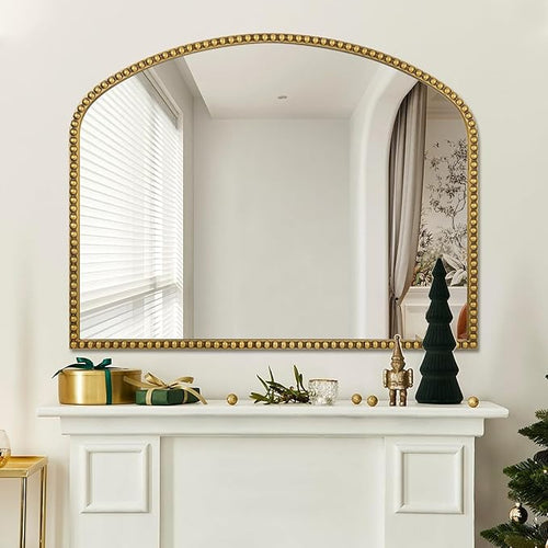 28"x36" Large Arch Wall Mirror, Decorative Beaded Frame Hanging Vanity Mirror - Image 2
