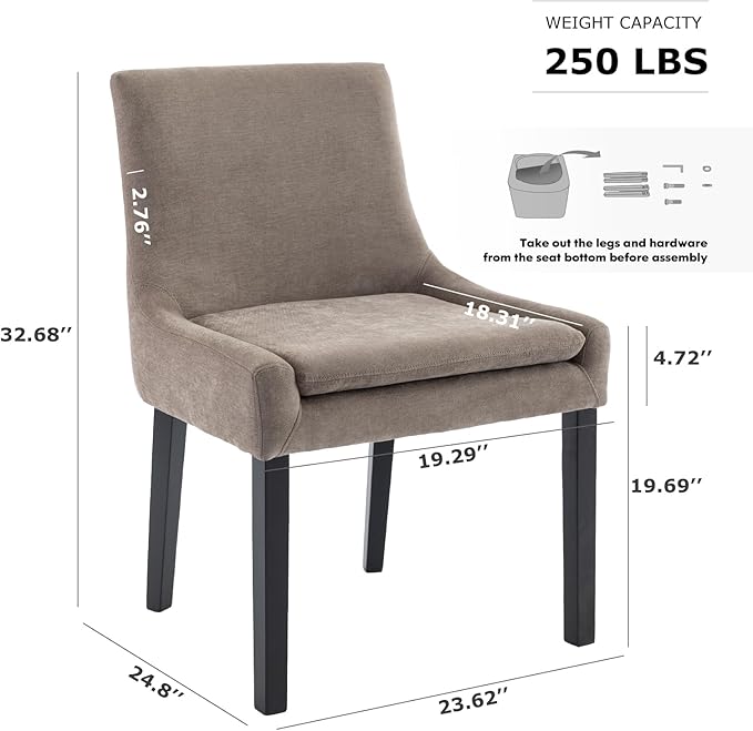 COLAMY Modern Dining Chairs Set of 4, Upholstered Corduroy Accent Side Leisure - Image 3