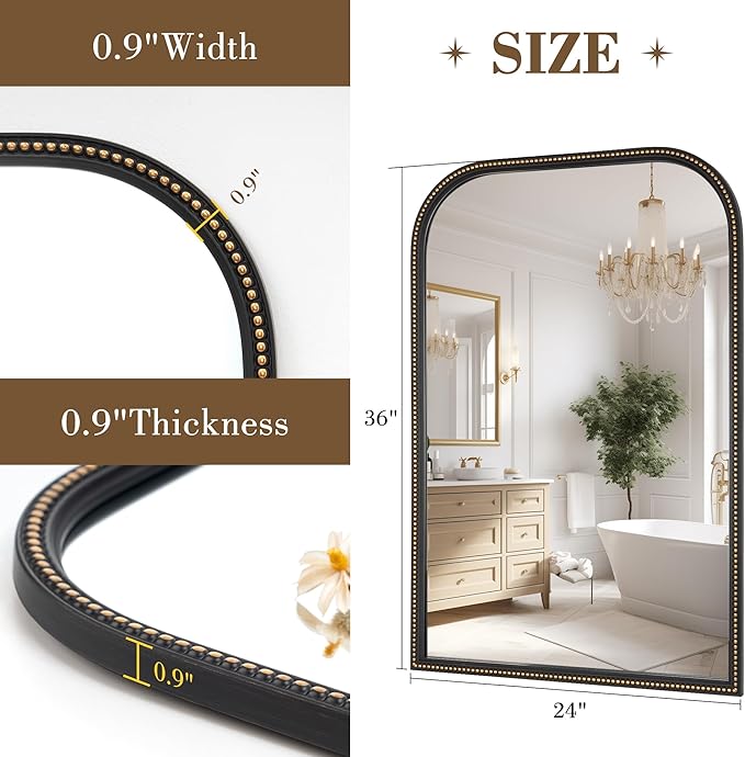 Axeman 24x36 Rounded Rectangular Wall Mirror, Decorative Bathroom Mirror - Image 5