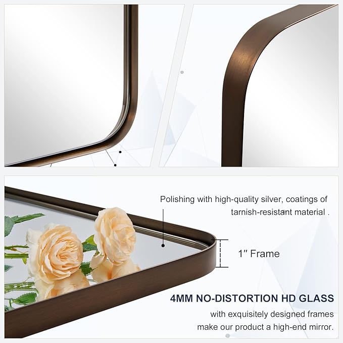 ANDY STAR Wall Mirror for Bathroom, Rounded Rectangle Mirror for Vanity - Image 5