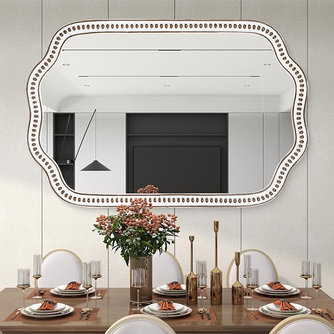 24x36 Inch Wooden Scalloped Farmhouse Mirror - Image 9