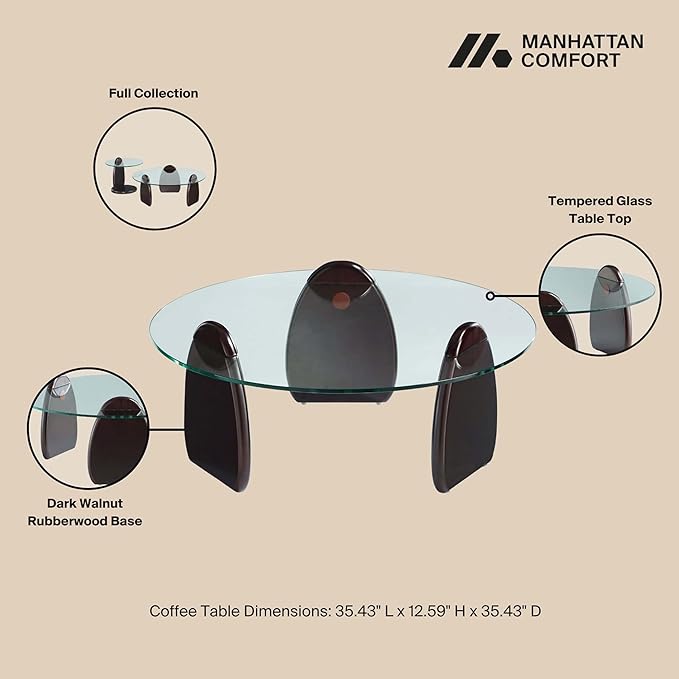 Manhattan Comfort Artesia Round Coffee Table - Image 8