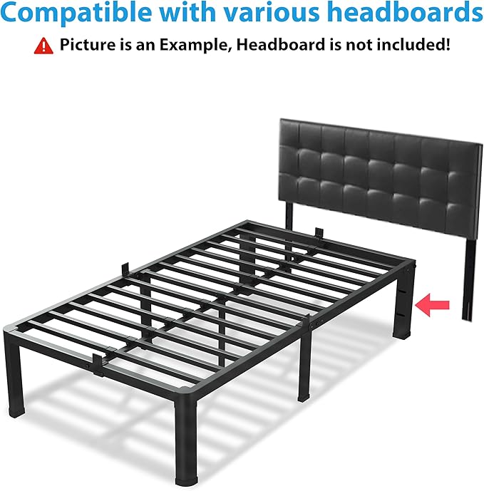 18 Inch Twin Size Bed Frame, 3500Lbs Heavy Duty Metal Platform - Image 8