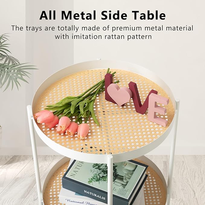 TeoKJ All Metal Side Table, 2 Tier Anti Rust End Table - Image 6