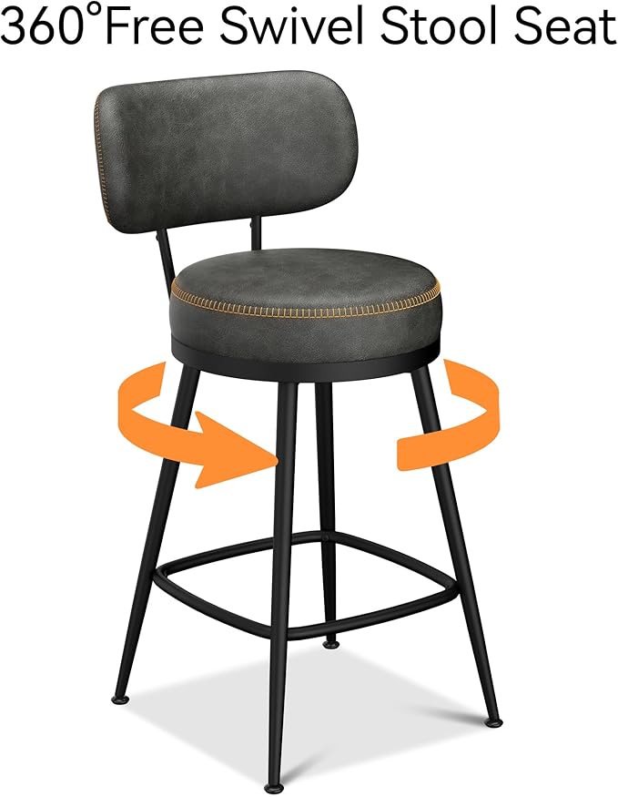 Counter Height Bar Stools, Faux Leather Kitchen Counter Stools - Image 6