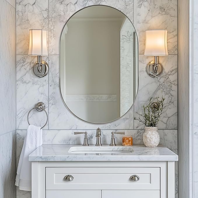 ANDY STAR Chrome Bathroom Mirror 24x36, Chrome Mirror Oval, Polished Silver by ANDYSTAR