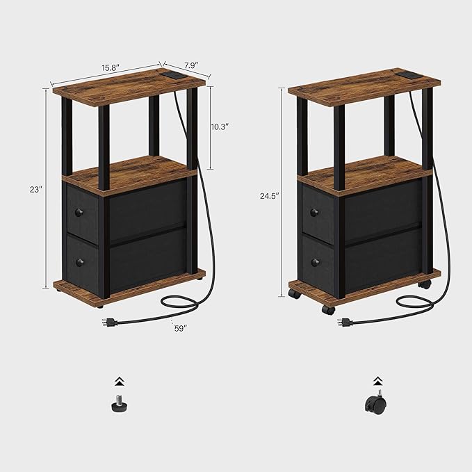 TUTOTAK Small Narrow End Tables, Side Tables - Image 3
