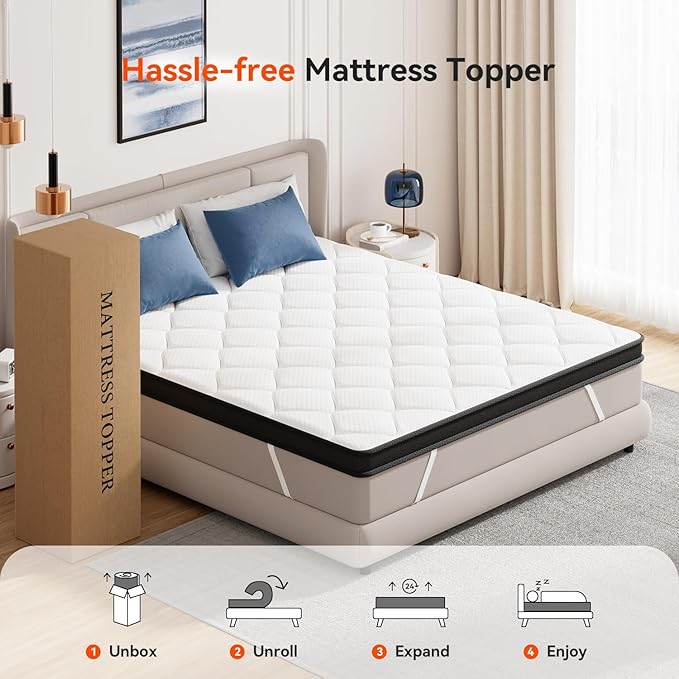 ELEMUSE 3 Inch King Size Memory Foam Mattress Topper, High Density Gel Foam Bed - Image 8