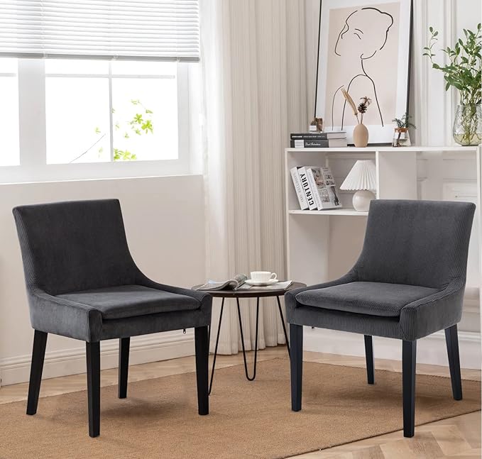 COLAMY Modern Dining Chairs Set of 4, Upholstered Corduroy Accent Side Leisure - Image 2