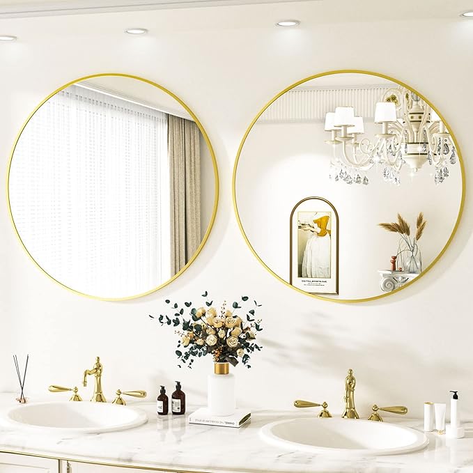 Round Mirror 36" Gold Wall Mounted Circle Mirrors Vanity Mirror - Image 5