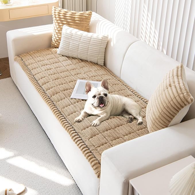 OTOB Sofa Covers for 3 Cushion Couch Washable, Fuzzy Non Slip Pet Friendly by OTOB