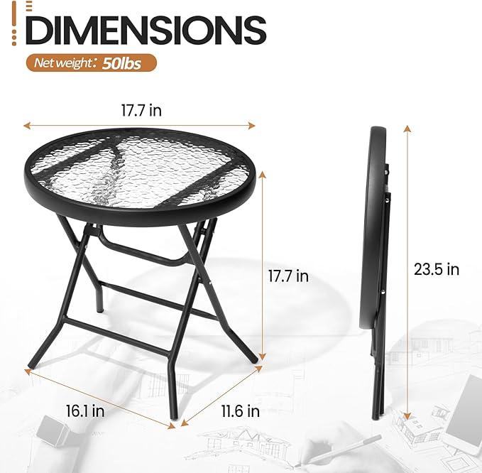 Foldable Patio Side Table Set of 2 - Image 2