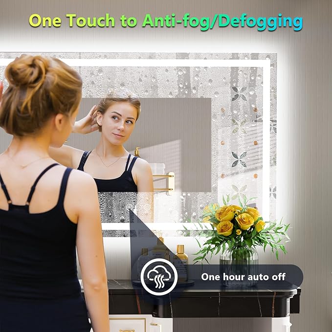 50x32 Inch RGB LED Bathroom Mirror Front Light and RGB Backlit Lighted Vanity - Image 5