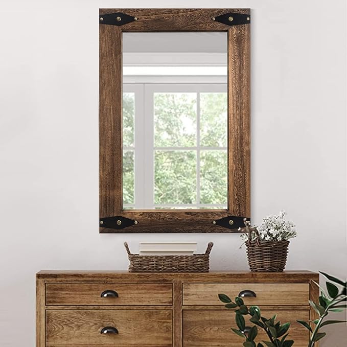 Farmhouse Rustic Mirror Wood Framed by bluepage