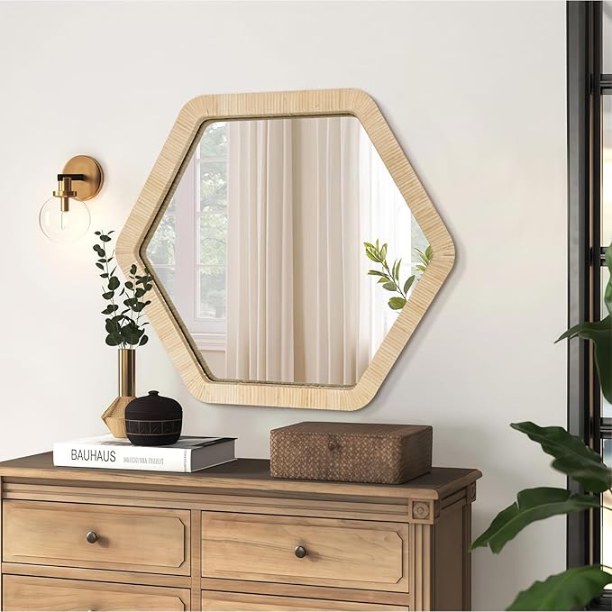 ULIKE Rattan Mirror for Wall, Bathroom 30 Inch Rustic Farmhouse Wall Decor - Image 6