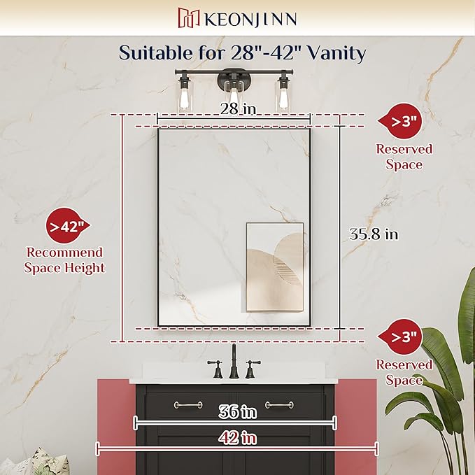 Keonjinn Brushed Nickel Bathroom Mirror - Image 5
