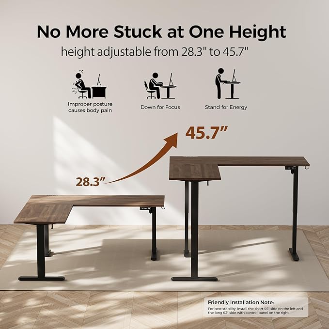 Agilestic 75 Inch L Shaped Standing Desk Adjustable Height, Corner Standing Desk - Image 5