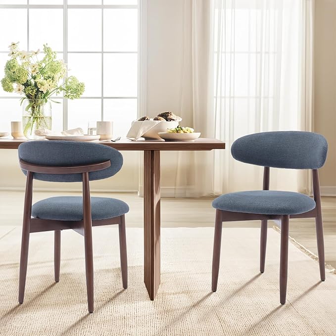 COLAMY Wooden Dining Chairs Set of 4, Modern Fabric Upholstered Kitchen Chairs - Image 8
