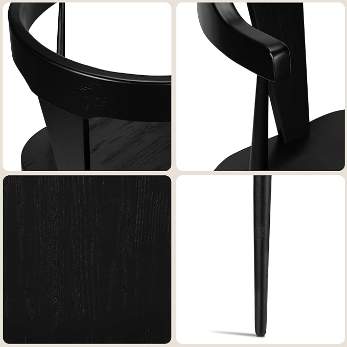 POLY & BARK Mid Century Modern Enzo Black Dining Chair – Solid Oak Wood Splat - Image 7