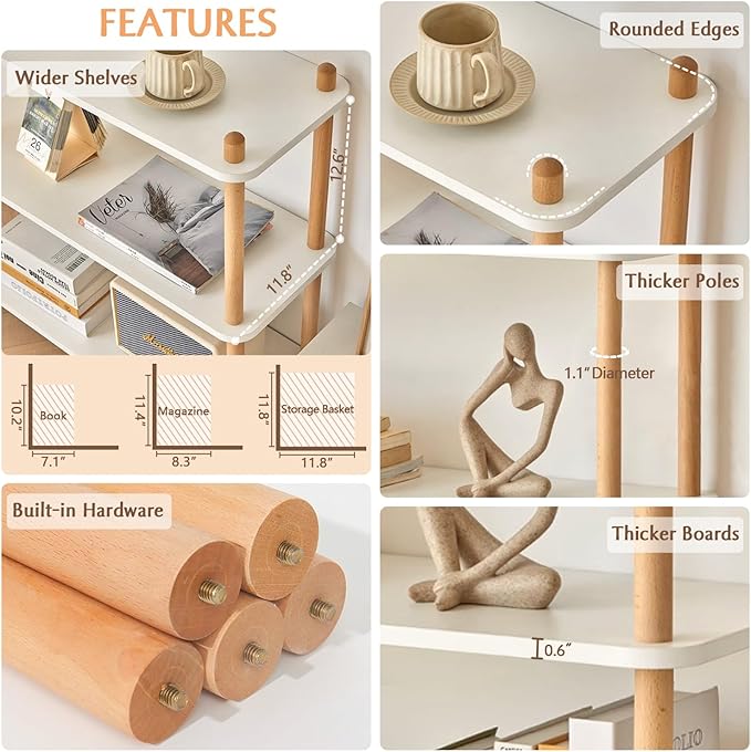 IOTXY 3-Tier Wooden Shelf Bookcase - Image 4