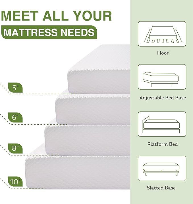 6 Inch Queen Size Mattress for Kids, Memory Foam Mattress - Image 8