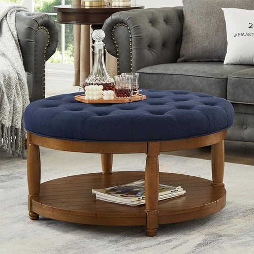24KF Upholstered Round Coffee Table by WEMARTHOMEDECOR