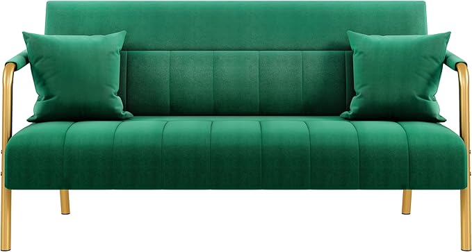 Yaheetech 56.5" W Modern Sofa Small Sofa Luxurious Velvet Fabric Couch by Yaheetech