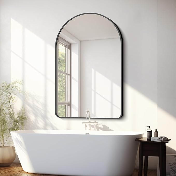 FORBATH Arched Mirror 32x48 Inch, Bathroom Mirror Wall Mounted Modern Black - Image 7