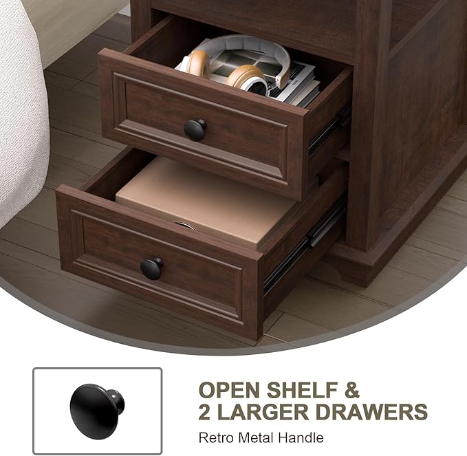 24" Tall End Table with Charging Station, Double 18W Fast Charge End Table - Image 6