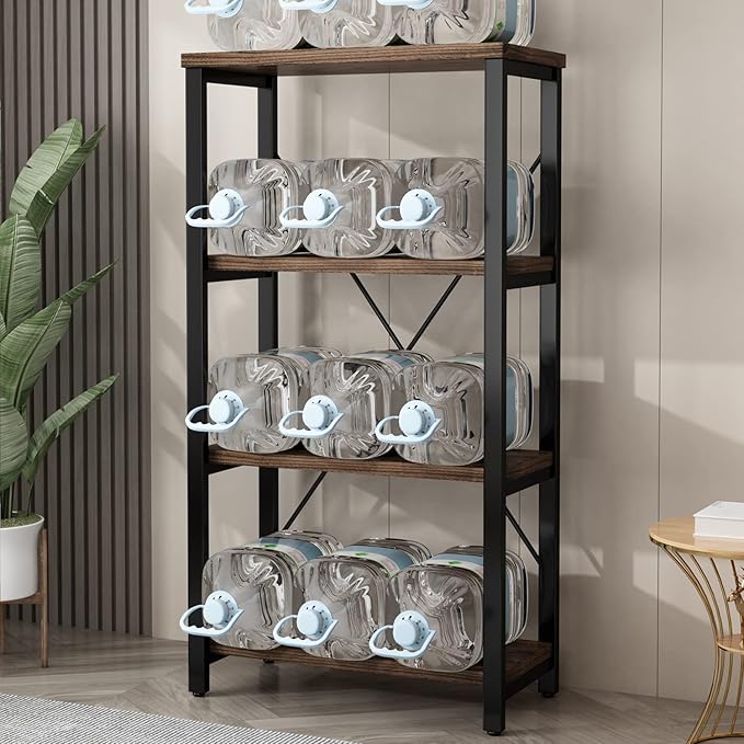 4 Tier Bookshelf, Solid Wood Bookcase Shelf Storage Organizer, Vintage Storage - Image 3