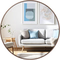 24 inch Circle Wall Mirror, Brushed Bronze Metal Framed Round Mirror by UMZODO
