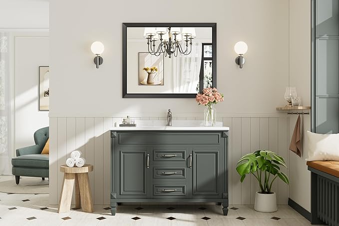 40x32 Inch Black Bathroom Mirror - Image 3