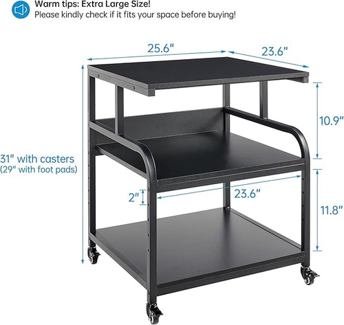 25.6" x 23.6" Extra Large Printer Stand Table - Image 2
