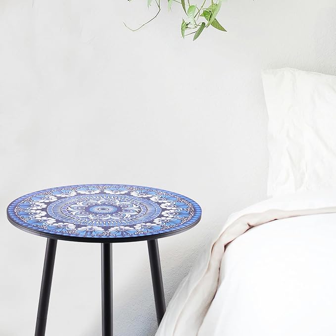 1 Pack Metal Mosaic Round Side Table 13.4" Small End Table - Image 7