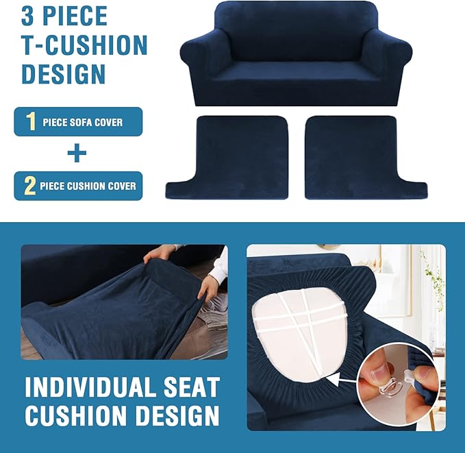H.VERSAILTEX Sofa Cover 3 Piece T Cushion Sofa Slipcovers Thick Velvet Couch - Image 4