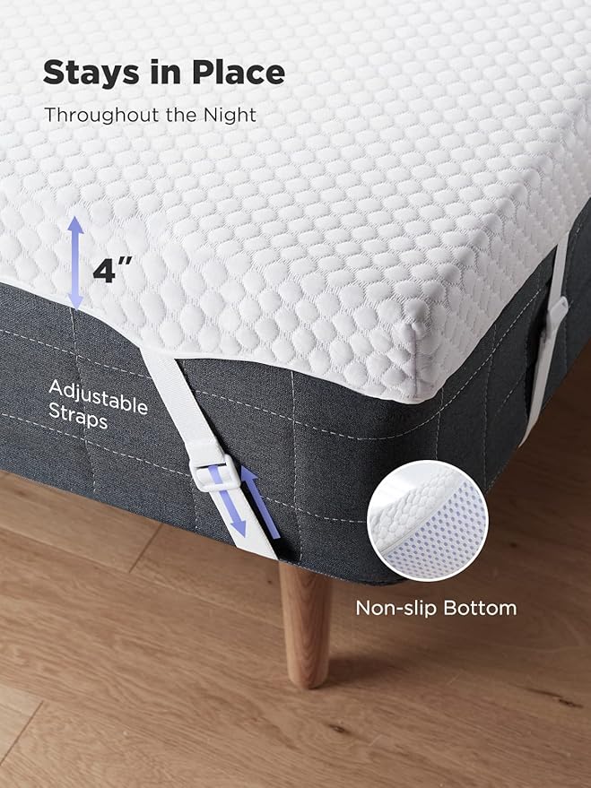 PERLECARE 4 Inch Gel Memory Foam Mattress Topper, Premium Soft, Removable & - Image 5