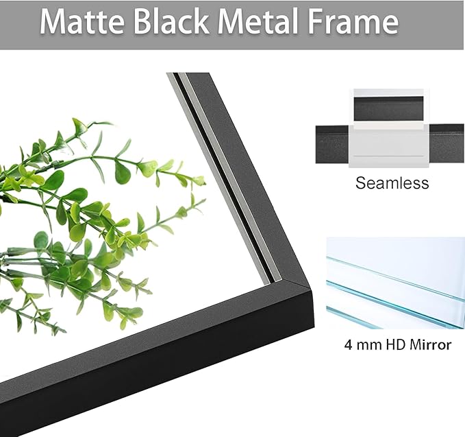 Black Bathroom Mirror 30x40, Rectangle Wall Mirror 30 x 40 inch, Metal Frame - Image 4