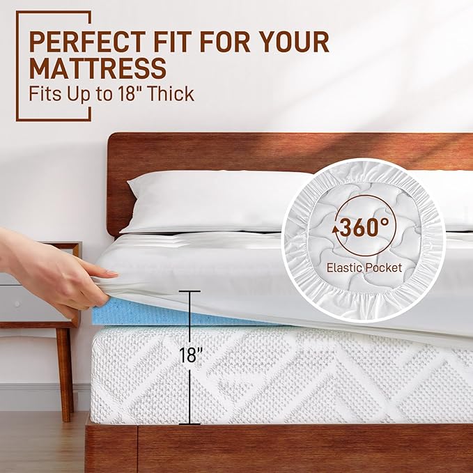 4 Inch Pillow Top Memory Foam Mattress Topper Queen, Dual Layer 2 Inch Gel - Image 3